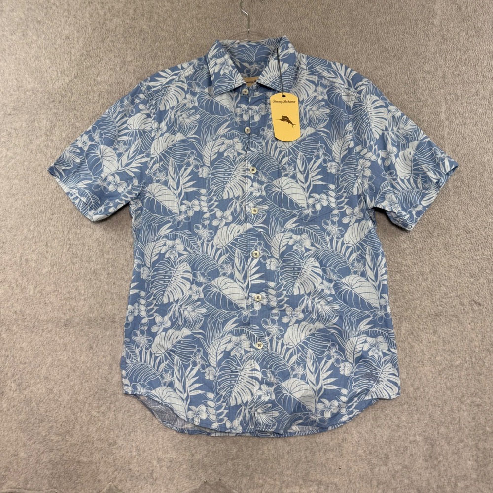 Tommy Bahama NEW Floral Button Down Shirt Mens S Victoria Blue ST327989TX Cotton